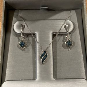 Zales Diamond necklace and drop earrings